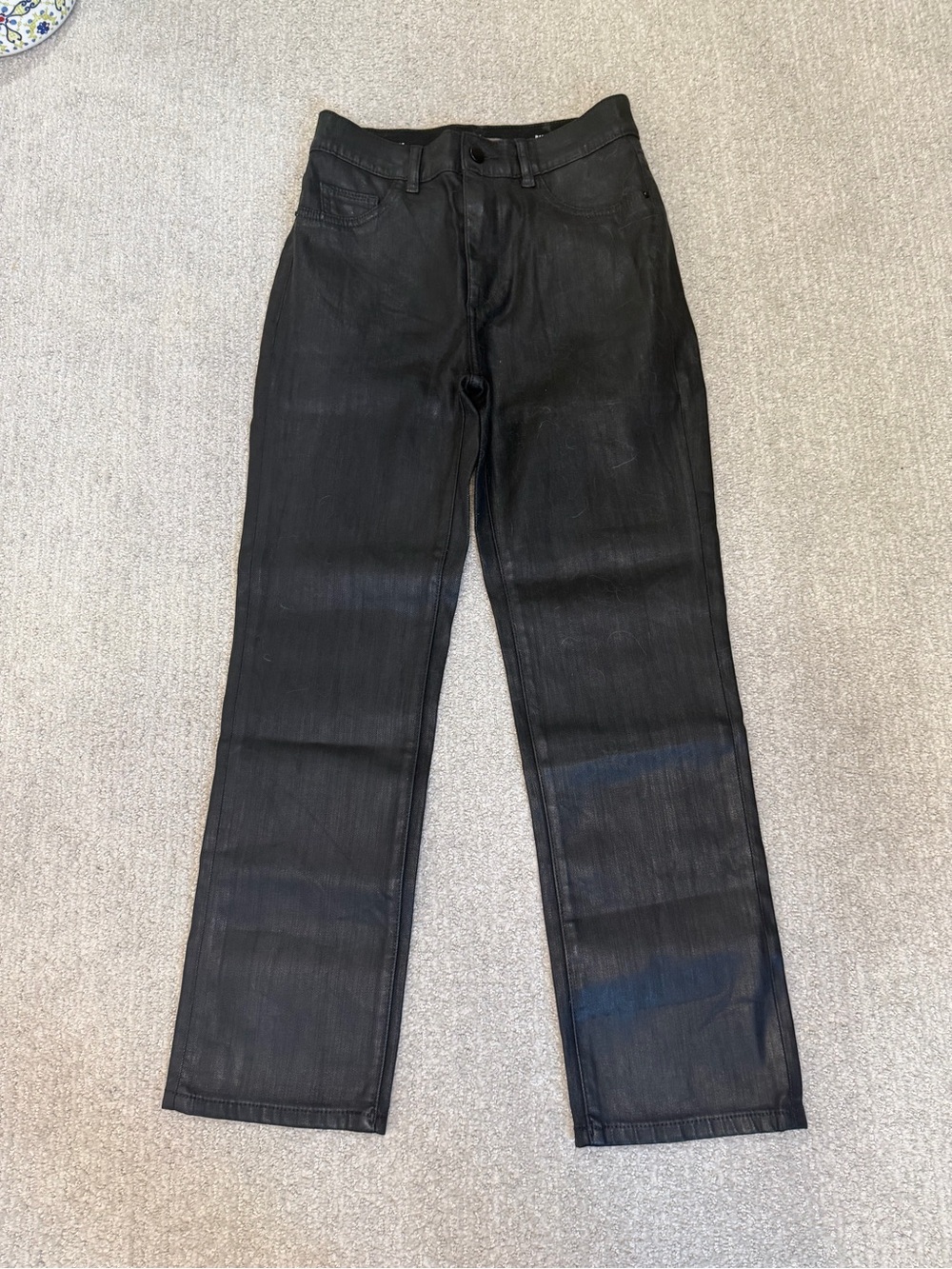DL1961 Patti Coated Black Straight Jeans 25